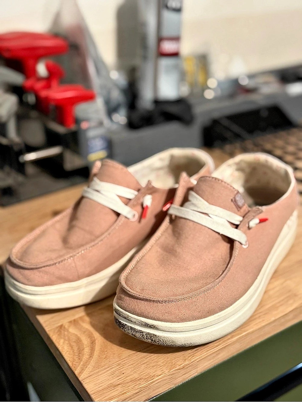 HEYDUDE Women's Pink & White Sneakers